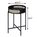 Black End Table With Tray Top Black Primary Living Space Modern Round Wood Metal