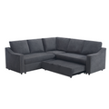 Arrived L Shaped Sofa With Pull Out Sofa Bed, Corner Sofa,Comfortable Living Room Furniture Set, Sleeper Sofa Bed,Corner Seat For Two With Broaching Sofa,Rivet Dechenille,Gray Gray Polyester Wood Primary Living Space Modern Polyester 5 Seat
