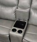 Gray 1Pc Double Glider Recliner Loveseat W Storage Console Cup Holder, Power Outlets Usb Ports Faux Leather Upholstery Plush Seating Living Room Furniture Gray Faux Leather Wood Primary Living Space Solid Wood