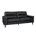 Modern Living Room Furniture Black Top Grain Leather Sofa 1Pc Cushion Seat And Back Solid Wood Frame Black Genuine Leather Wood Primary Living Space Modern Solid Wood 2 Seat
