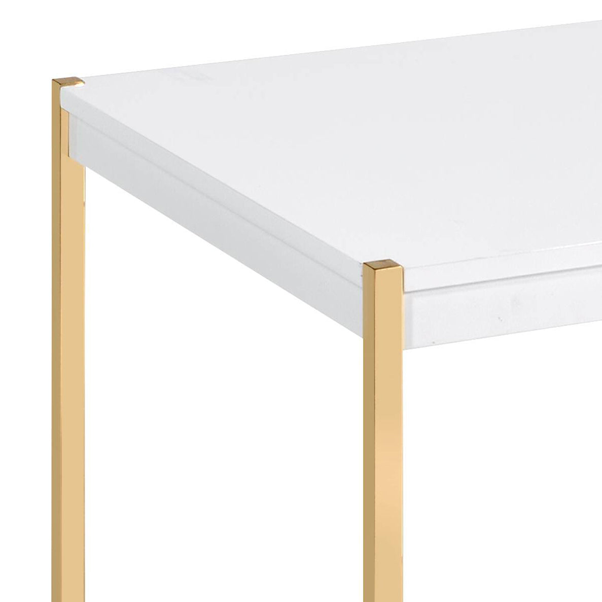 White And Gold Rectangle Coffee Table White Gold White Primary Living Space Modern Rectangular Wood Metal