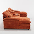 U Shape Sofa Orange Solid Wood 4 Seat