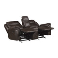 Dark Brown 1Pc Double Glider Recliner Loveseat W Storage Console Cup Holder, Power Outlets Usb Ports Faux Leather Upholstery Plush Seating Living Room Furniture Dark Brown Faux Leather Wood Primary Living Space Solid Wood