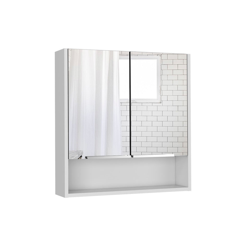 Mirror Medicine Cabinet, One Open Shelf, Three Interior Shelves, White White Particle Board Particle Board