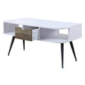 White And Black Coffee Table With 1 Drawer White Black White Primary Living Space Contemporary Drawers Rectangular Wood Metal