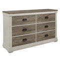 Beautiful White And Weathered Gray Transitional Style 1Pc Dresser Of 6 Drawers Antique Handles Bedroom Furniture Wooden White Gray Bedroom Transitional Wood