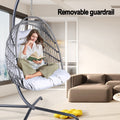 Swing Egg Chair With Stand Indoor Outdoor Wicker Rattan Patio Basket Hanging Chair With C Type Bracketwith Cushion And Pillow,Patio Wicker Folding Hanging Chair Special Construction Cup Holder Gray Metal