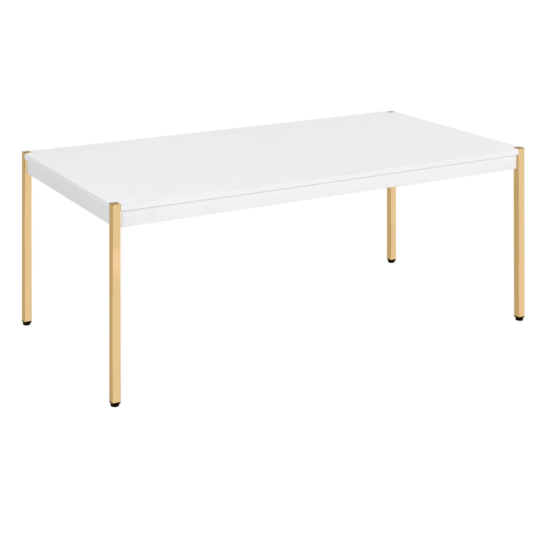 White And Gold Rectangle Coffee Table White Gold White Primary Living Space Modern Rectangular Wood Metal