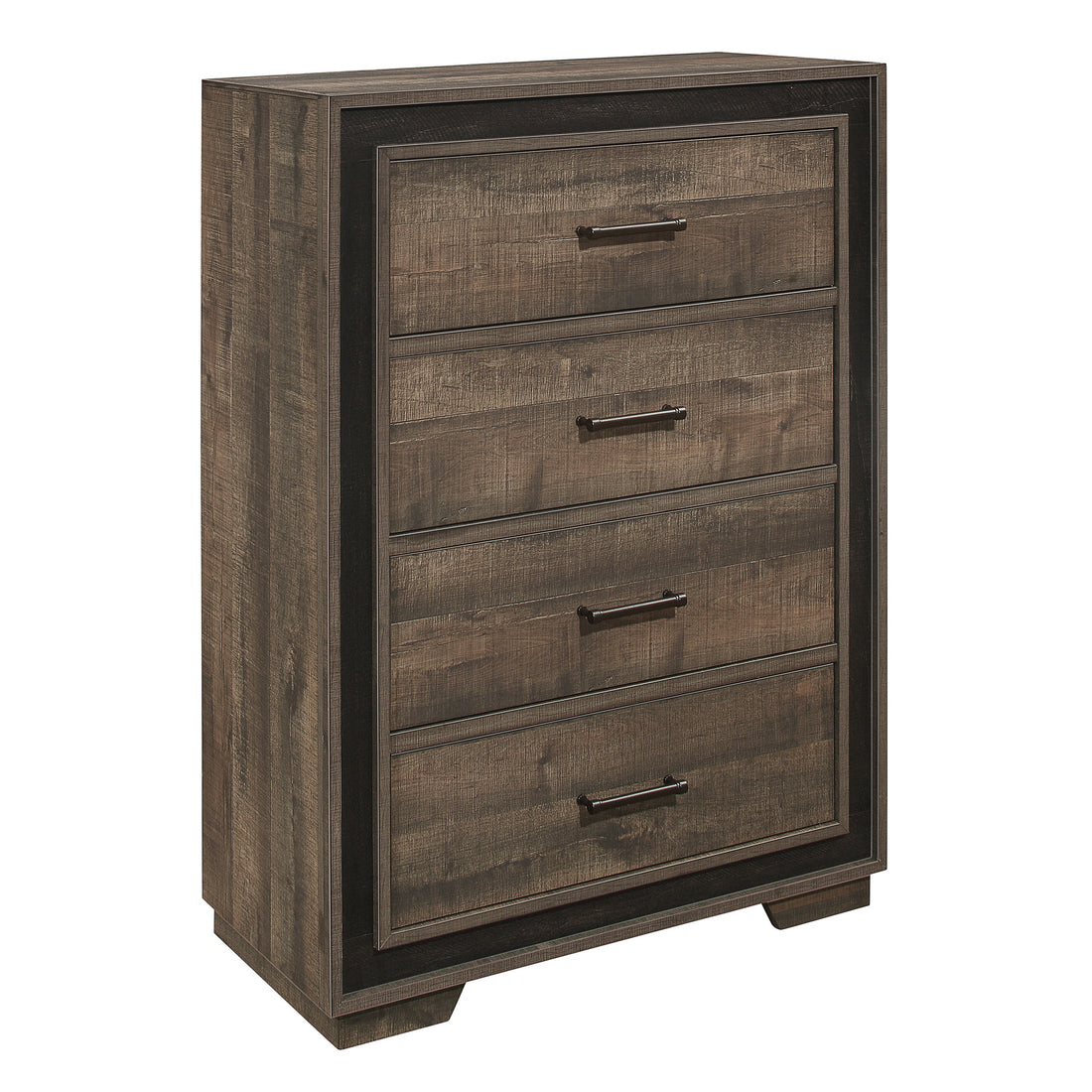 Rustic Dark Ebony Finish 1Pc Chest Of 4 Drawers Wooden Bedroom Modern Furniture Mahogany Finished Wood Planks Ebony Bedroom Modern,Rustic Wood