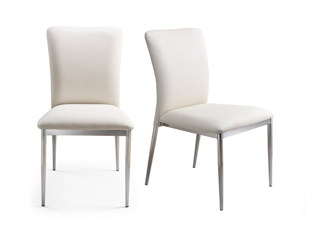 Contemporary Faux Leatheratte Side Chair Set Of 2, Soft White Color Polyurethane Solid Soft White Dining Room Brushed Foam Spot Clean Contemporary,Modern Dining Chairs Set Of 2 Foam Faux Leather