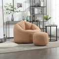 Bedding Bean Bag Sofa Chair High Pressure Foam Bean Bag Chair Adult Material With Padded Foam Padding Compressed Bean Bag With Footrest Tan Microfiber