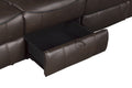 Dark Brown 1Pc Double Reclining Sofa W Drop Down Cup Holders, Power Outlets Usb Ports Hidden Drawer Faux Leather Upholstery Comfortable Sofa Living Room Furniture Dark Brown Faux Leather Wood Primary Living Space Solid Wood 3 Seat