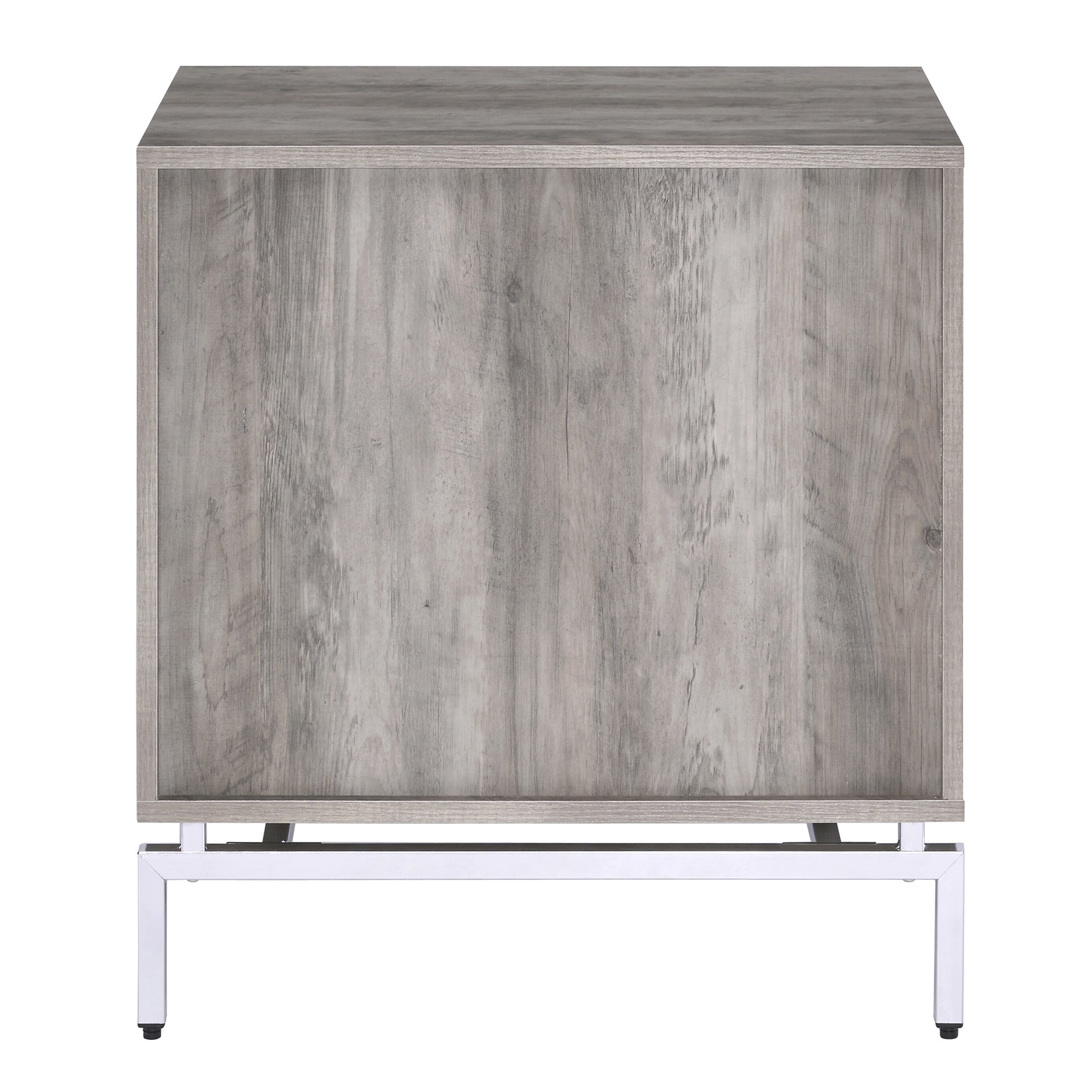 Weathered Grey Oak And White Accent Table Grey White Primary Living Space Drawers Rectangular Wood Metal