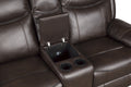 Dark Brown 1Pc Double Glider Recliner Loveseat W Storage Console Cup Holder, Power Outlets Usb Ports Faux Leather Upholstery Plush Seating Living Room Furniture Dark Brown Faux Leather Wood Primary Living Space Solid Wood