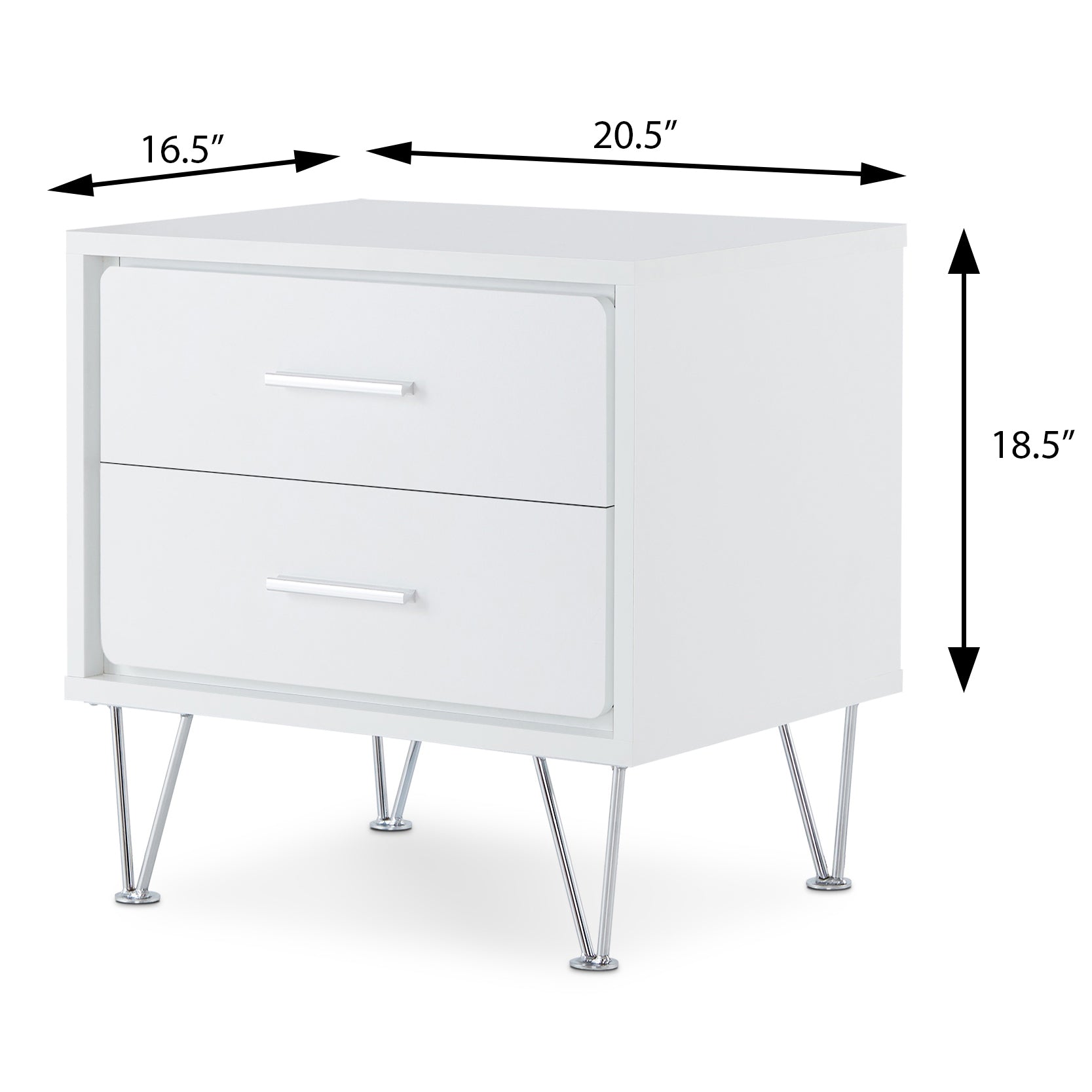 White 2 Drawer Accent Table With Hairpin Legs White White Primary Living Space Modern Drawers Rectangular Wood Metal Hairpin