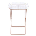 Clear And Copper Tray Table With Removable Tray Clear Antique Nickel Primary Living Space Modern Rectangular Acrylic Sled