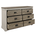 Beautiful White And Weathered Gray Transitional Style 1Pc Dresser Of 6 Drawers Antique Handles Bedroom Furniture Wooden White Gray Bedroom Transitional Wood