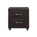 Contemporary Design 1Pc Bedroom Furniture Two Drawers Nightstand Silver Tone Bar Pulls Faux Leather Upholstery, Dark Brown Pvc Dark Brown 2 Drawers Bedside Cabinet Bedroom Contemporary,Traditional Drawers Plywood