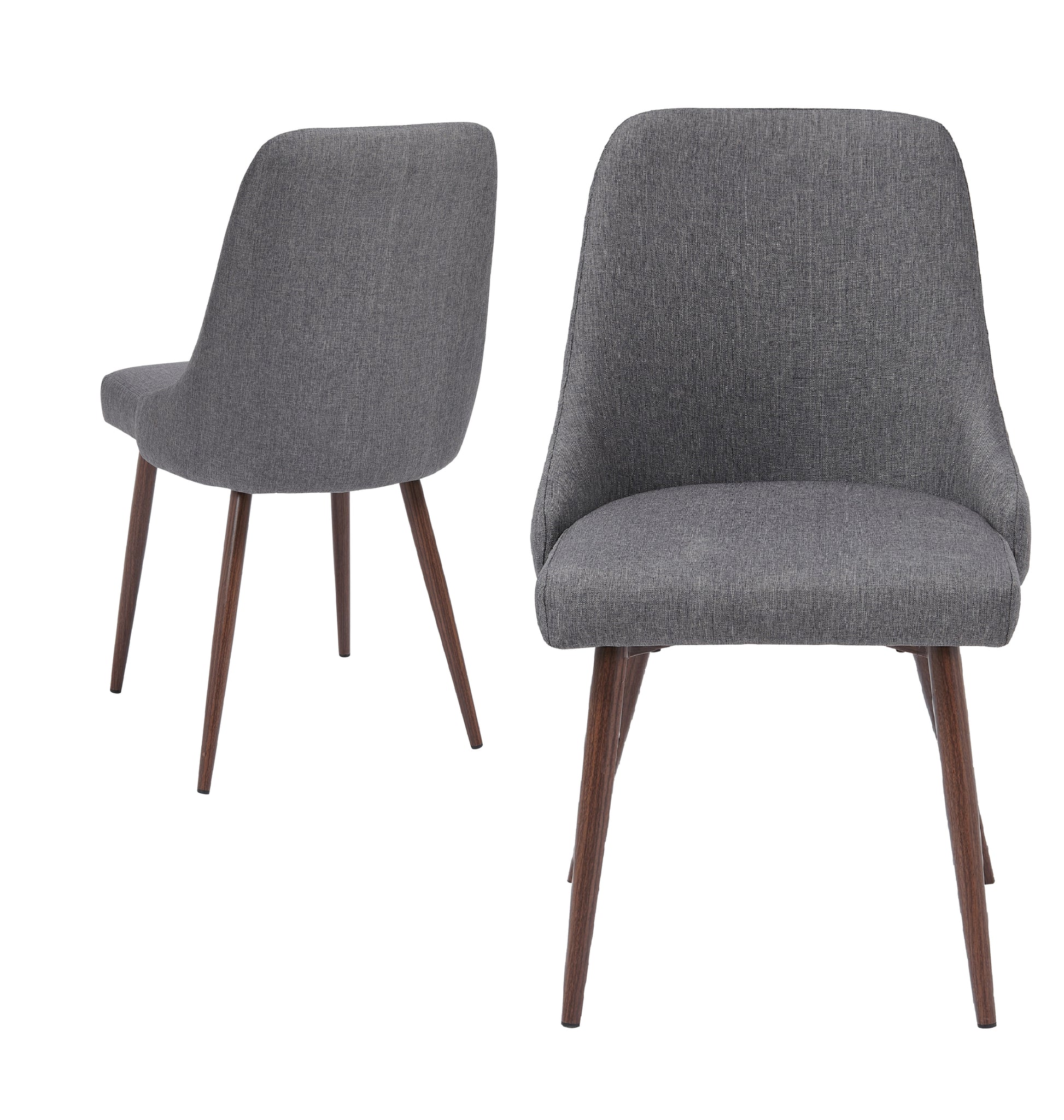 Oslo Modern Upholstery Side Dining Chair Set Of 2, Grey Solid Dark Gray Dining Room Powder Coated Foam Spot Clean Square Mid Century Modern,Minimalist Dining Chairs Set Of 2 Foam Fabric Metal