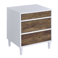 White And Weathered Oak 3 Drawer Accent Table Brown White Primary Living Space Contemporary Drawers Rectangular Wood Metal