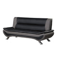 Modern Living Room Furniture 1Pc Sofa Black And Gray Pu Upholstered Chrome Finish Metal Legs Solid Wood Frame Cushon Seat Black Gray Faux Leather Wood Primary Living Space Contemporary,Modern Solid Wood 3 Seat