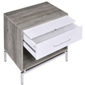 Weathered Grey Oak And White Accent Table Grey White Primary Living Space Drawers Rectangular Wood Metal