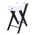 White And Black Side Table With Usb Ports White Black White Primary Living Space Glam Pine Drawers Rectangular Wood