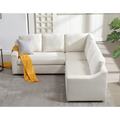 Arrived L Shaped Sofa With Pull Out Sofa Bed, Corner Sofa,Comfortable Living Room Furniture Set, Sleeper Sofa Bed,Corner Seat For Two With Broaching Sofa,Rivet Dechenille,Beige Beige Polyester Wood Primary Living Space Modern Polyester 5 Seat