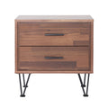 Walnut 2 Drawer Accent Table With Hairpin Legs Walnut Primary Living Space Contemporary Drawers Rectangular Wood Metal Hairpin