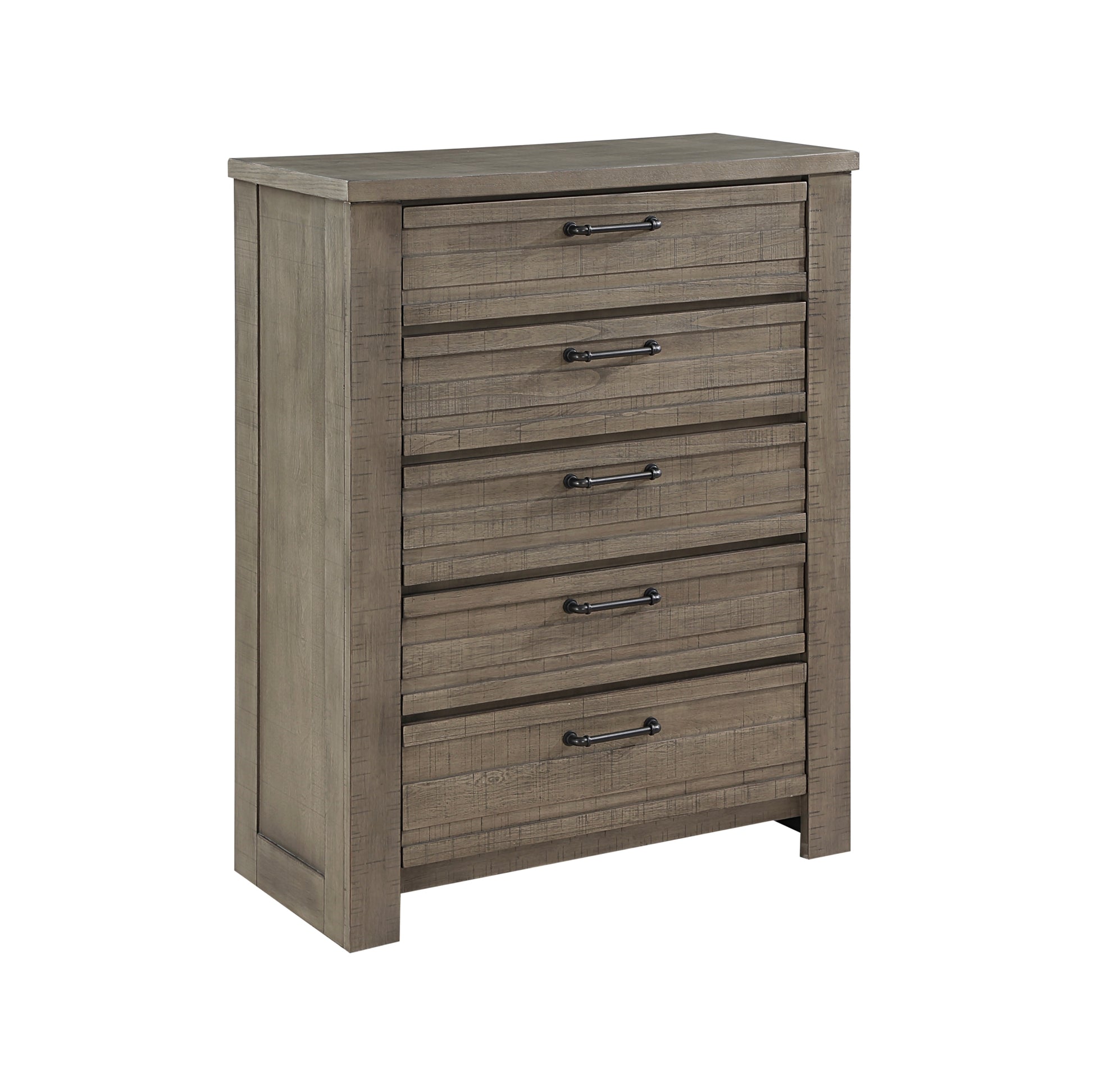 Rustic Gray Finish Bedroom Furniture 1Pc Chest Of 5 Drawers Planked Framing Wooden Storage Chest Gray Bedroom Rustic Wood