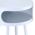 White And Natural Round 1 Shelf End Table White Primary Living Space Contemporary Shelves Round Wood Metal