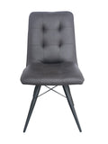 Upholstery Modern Chic Side Chair Fabric & Metal Legs In Dark Grey Set Of 2 Iron Solid Dark Gray Dining Room Powder Coated Foam Wipe Clean Square Farmhouse,Industrial,Mid Century Modern,Transitional,Vintage Tufted Back Set Of 2 Foam Fabric Metal