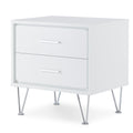 White 2 Drawer Accent Table With Hairpin Legs White White Primary Living Space Modern Drawers Rectangular Wood Metal Hairpin