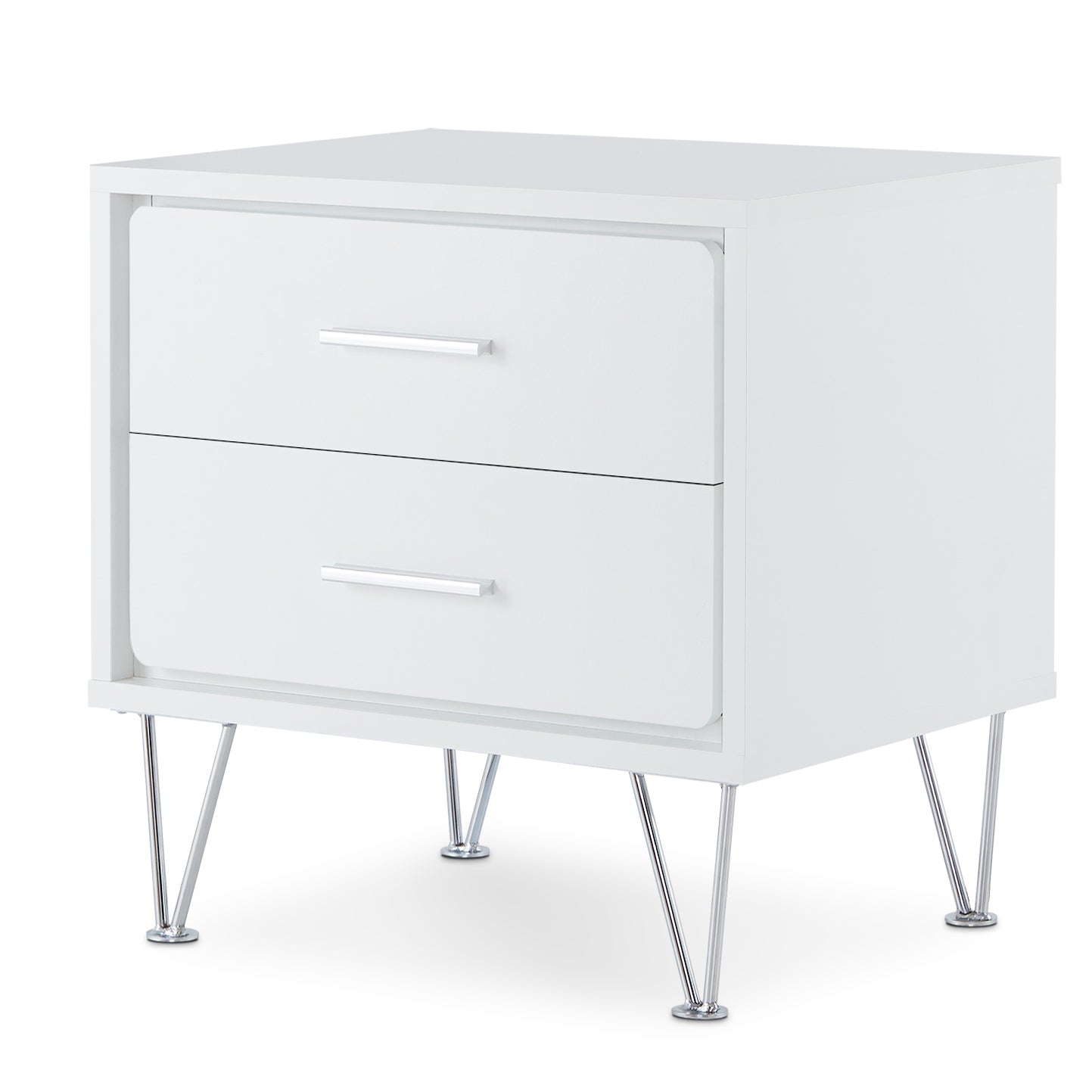 White 2 Drawer Accent Table With Hairpin Legs White White Primary Living Space Modern Drawers Rectangular Wood Metal Hairpin