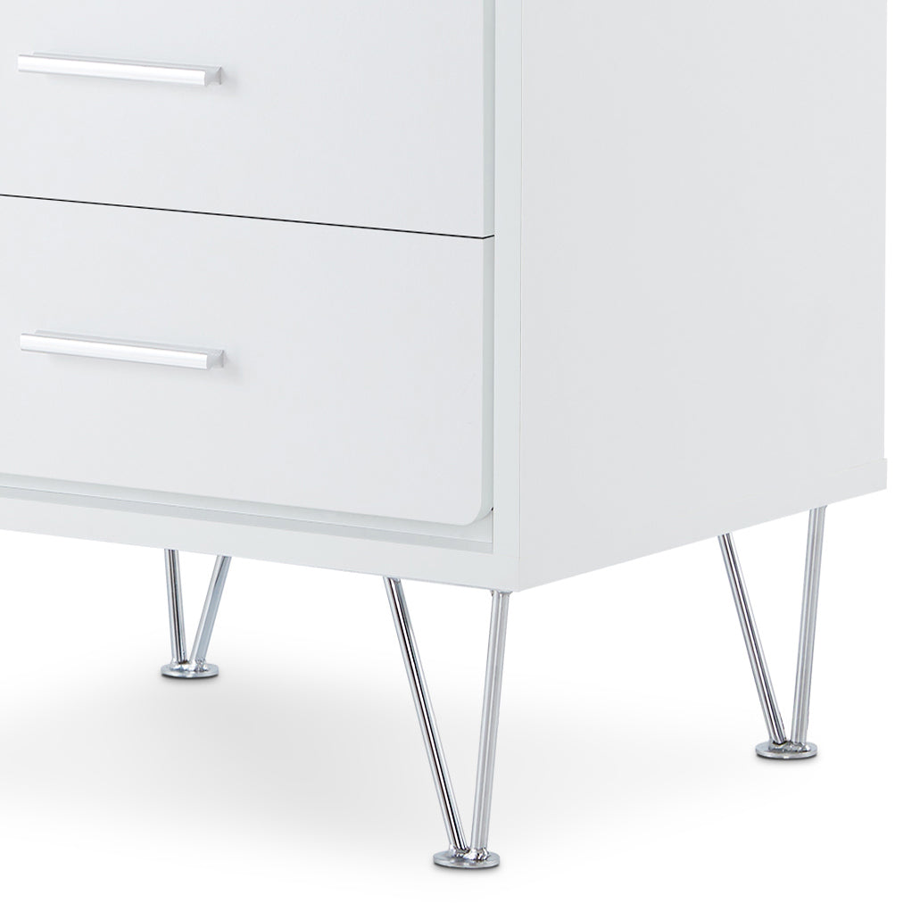 White 2 Drawer Accent Table With Hairpin Legs White White Primary Living Space Modern Drawers Rectangular Wood Metal Hairpin