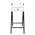 White And Black Side Table With Usb Ports White Black White Primary Living Space Glam Pine Drawers Rectangular Wood