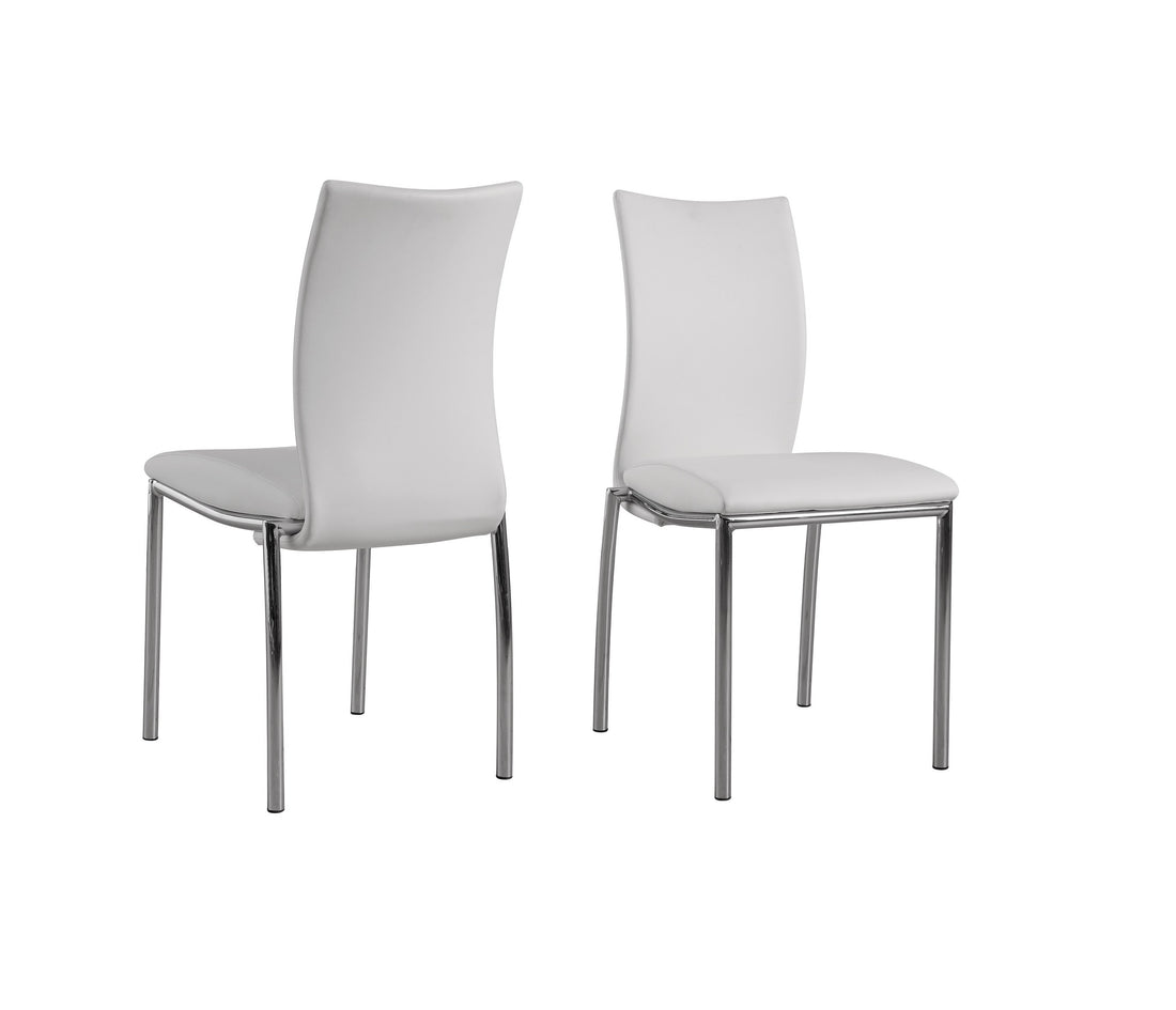 Contempory Modern Faux Leatheratte Side Chair In White, Set Of 4 Polyurethane White Dining Room Polished Wipe Clean Square Contemporary,Modern Dining Chairs Solid Back Set Of 4 Or More Foam Faux Leather