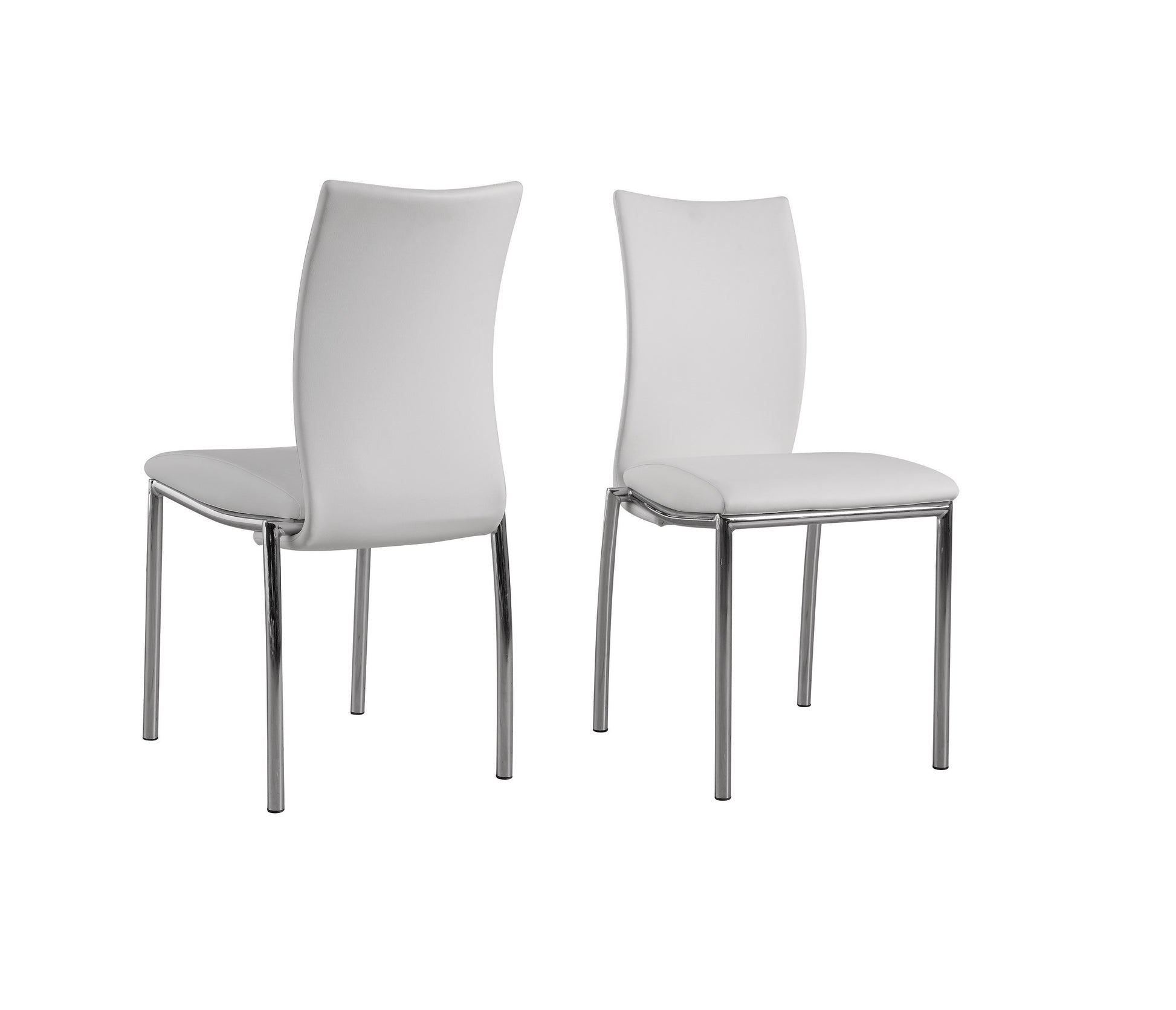 5 Pieces 36" Inch Contemporary Elegance Squared Dining Set In White Metal Dining Room Fixed Table Square Dining Table With Chair Upholstered Chair Glass White Pu Solid Back Seats 4 Contemporary,Modern,Transitional Square 4 Leg Foam Glass Metal