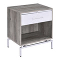 Weathered Grey Oak And White Accent Table Grey White Primary Living Space Drawers Rectangular Wood Metal