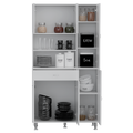 Della 90 Kitchen Pantry, One Drawer, Multiple Cabinets, Two Open Shelvess White White Modern Particle Board Particle Board