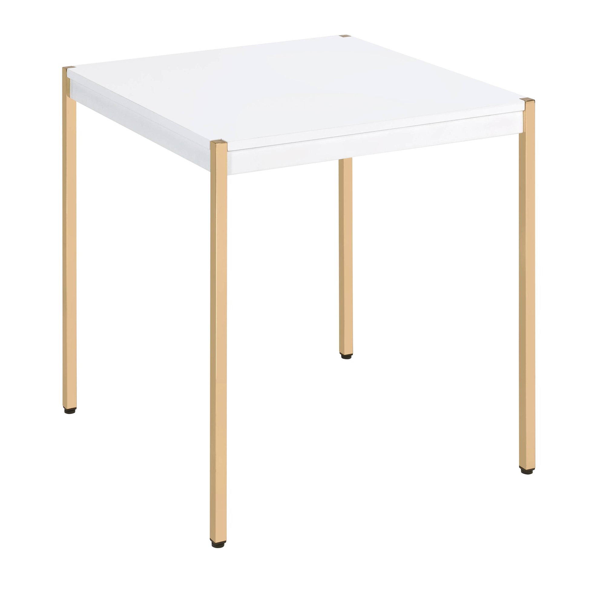White And Gold Square End Table White Gold White Primary Living Space Modern Square Wood Metal
