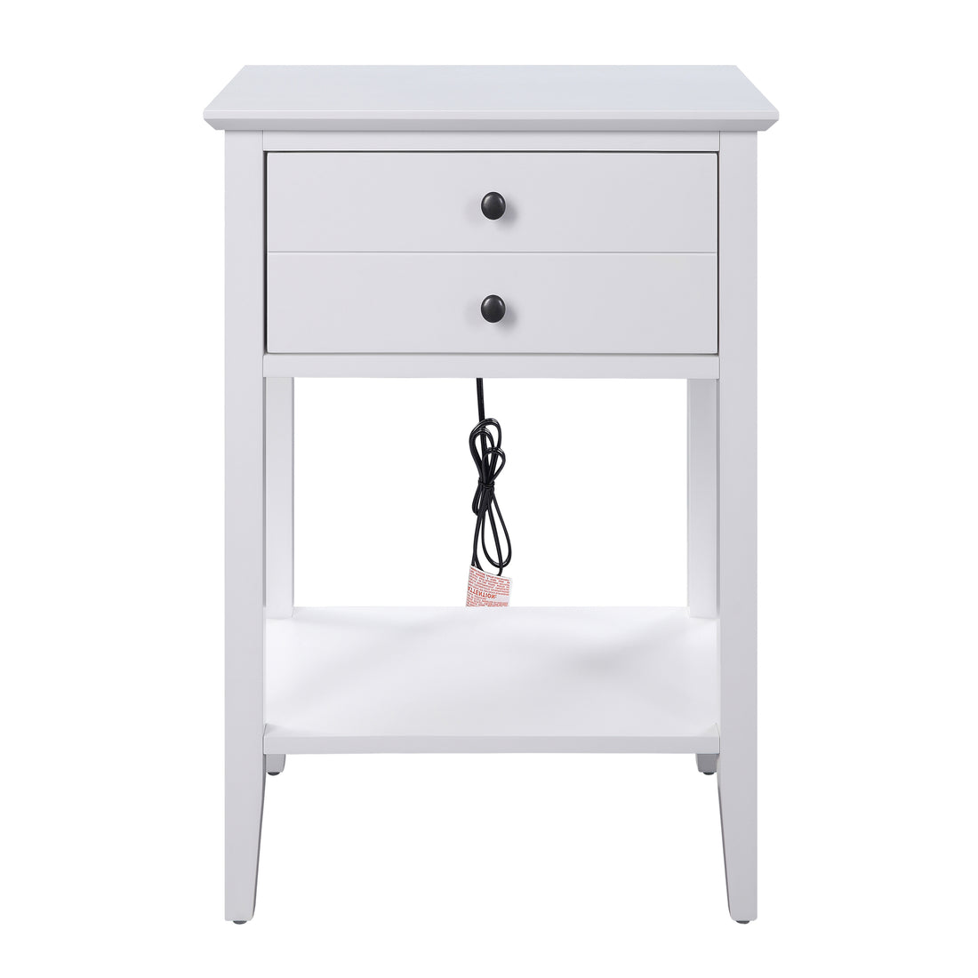 White Side Table With 1 Drawer And Bottom Shelf White White Primary Living Space Transitional Pine Drawers Rectangular Wood