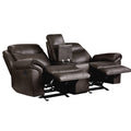 Dark Brown 1Pc Double Glider Recliner Loveseat W Storage Console Cup Holder, Power Outlets Usb Ports Faux Leather Upholstery Plush Seating Living Room Furniture Dark Brown Faux Leather Wood Primary Living Space Solid Wood