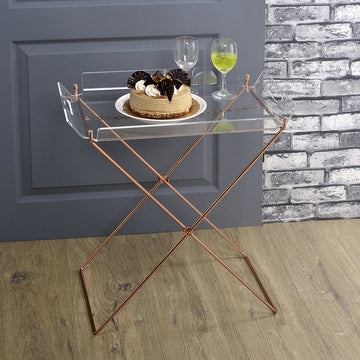 Clear And Copper Tray Table With Removable Tray Clear Antique Nickel Primary Living Space Modern Rectangular Acrylic Sled
