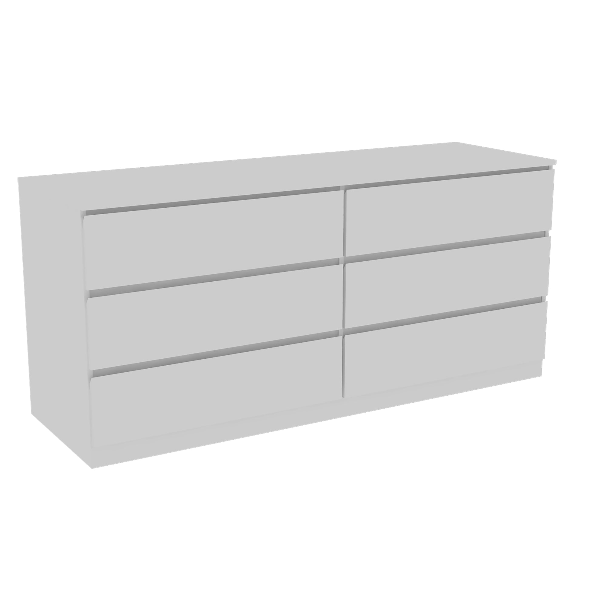 Asteria 6 Drawer Double Dresser, Metal Handles White White Bedroom Modern Particle Board Particle Board