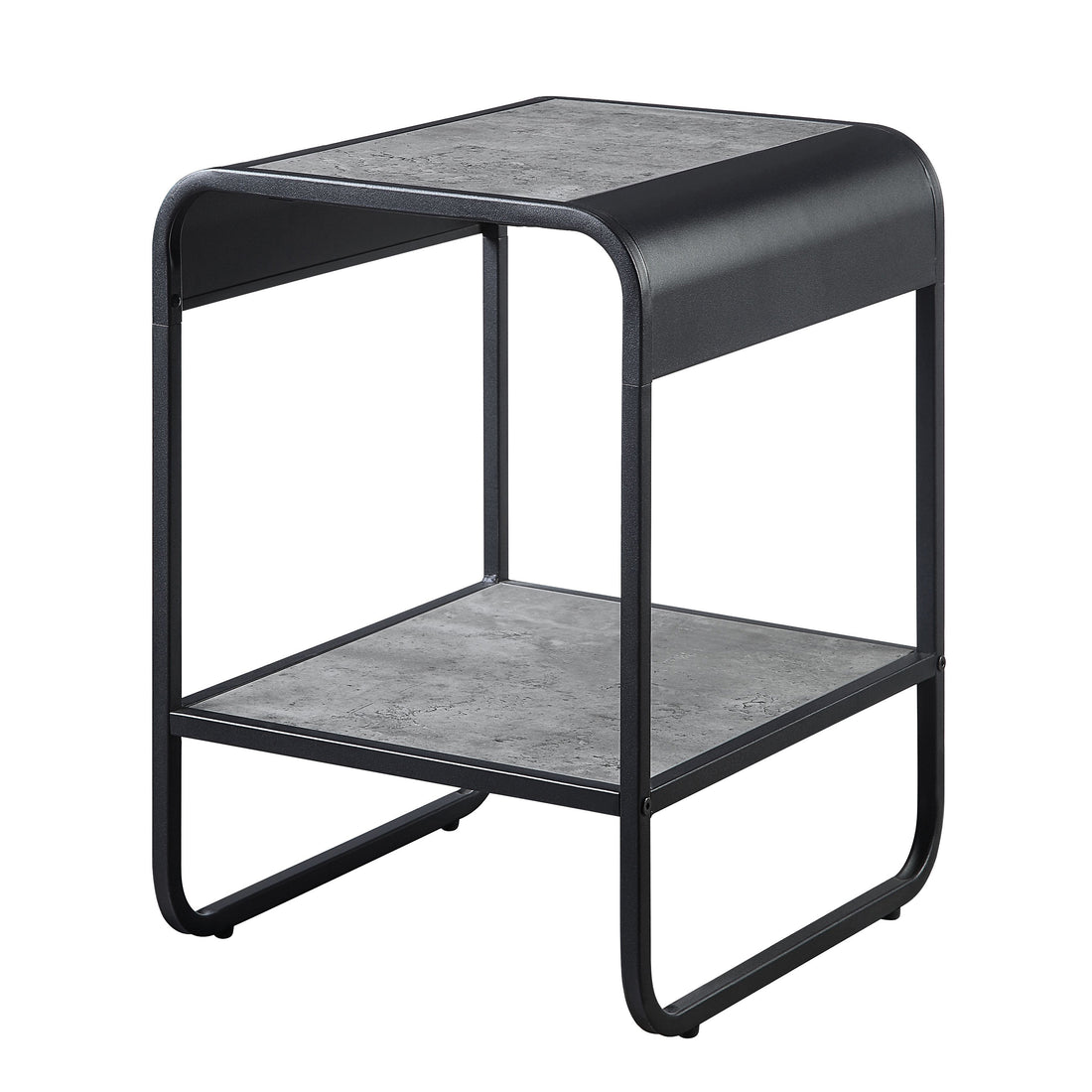 Concrete Grey And Black 1 Shelf End Table Grey Black Primary Living Space Modern Shelves Rectangular Wood Metal Sled