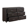 Contemporary Design Bedroom 1Pc Dresser Of 6 Drawers Faux Leather Upholstery, Dark Brown Furniture Dark Brown Bedroom Contemporary Plywood