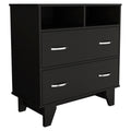 Portanova Two Drawer Dresser, Two Open Shelves, Superior Top, Four Legs Black Black Bedroom Modern Particle Board Particle Board