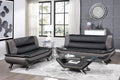 Modern Living Room Furniture 1Pc Sofa Black And Gray Pu Upholstered Chrome Finish Metal Legs Solid Wood Frame Cushon Seat Black Gray Faux Leather Wood Primary Living Space Contemporary,Modern Solid Wood 3 Seat