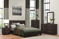 Contemporary Design Bedroom 1Pc Dresser Of 6 Drawers Faux Leather Upholstery, Dark Brown Furniture Dark Brown Bedroom Contemporary Plywood